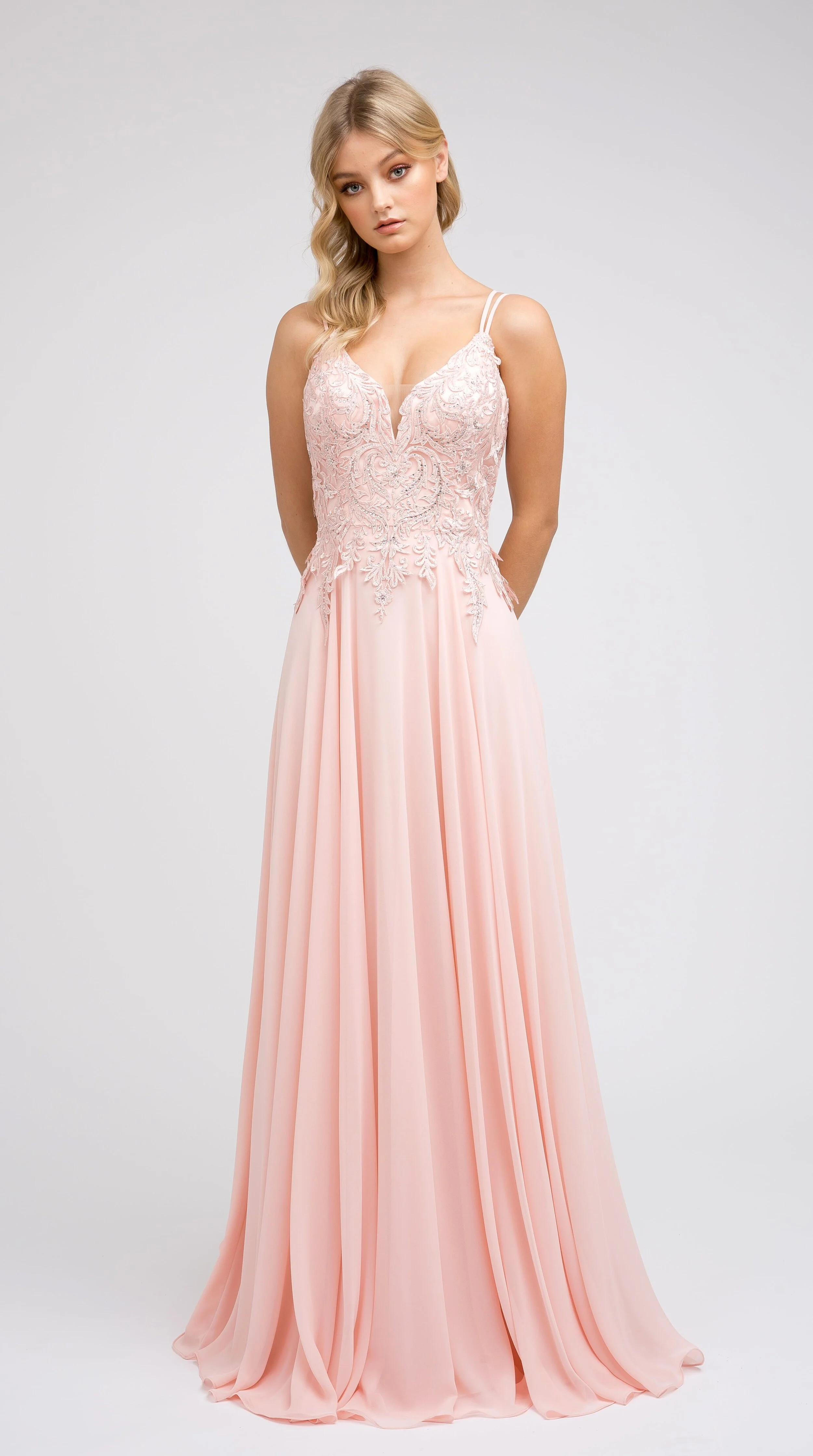 Blush color evening gowns online
